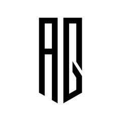 initial letters logo aq black monogram pentagon shield shape