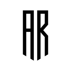 initial letters logo ar black monogram pentagon shield shape