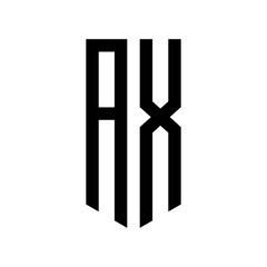 initial letters logo ax black monogram pentagon shield shape