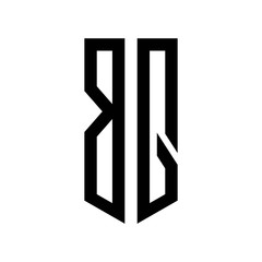 initial letters logo bq black monogram pentagon shield shape