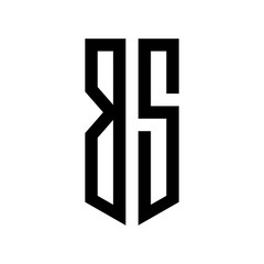 initial letters logo bs black monogram pentagon shield shape