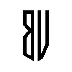 initial letters logo bv black monogram pentagon shield shape