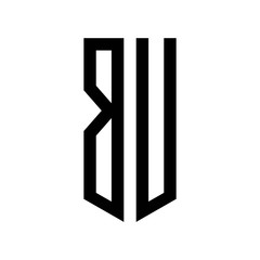 initial letters logo bu black monogram pentagon shield shape