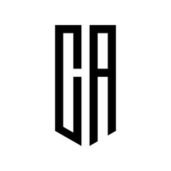 initial letters logo ca black monogram pentagon shield shape