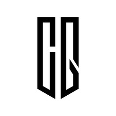 initial letters logo cq black monogram pentagon shield shape
