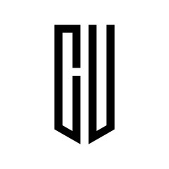 initial letters logo cu black monogram pentagon shield shape