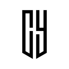 initial letters logo cy black monogram pentagon shield shape