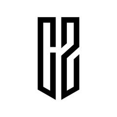 initial letters logo cz black monogram pentagon shield shape
