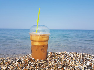 coffee sea beach summer holidays Greece