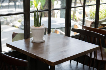 The dining table in the Loft style restaurant.