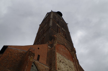 Church Tower in the Hanseatic City of Wismar, Germany