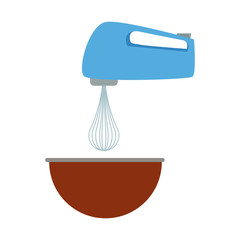 kitchen electric mixer bowl preparation food vector illustration