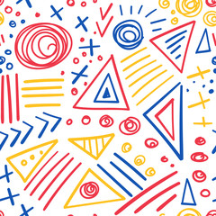 abstract marker colorful lines seamless pattern