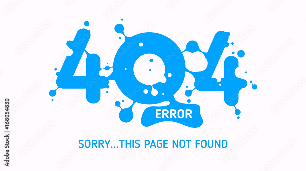 Fototapete 404 liquid error or page not found design graphic template website with white background