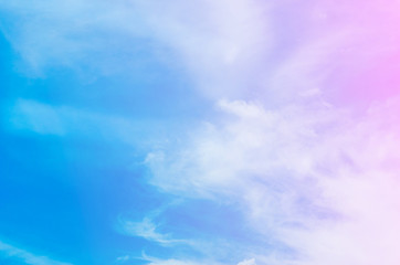 Naklejka na ściany i meble Blue and Pink sky background with white clouds