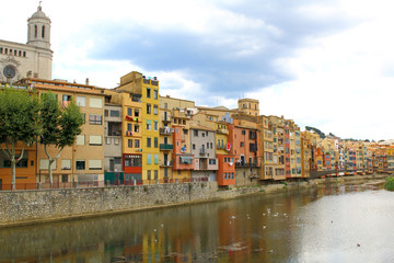 Colorful houses in Girona, Catalonia, Spain