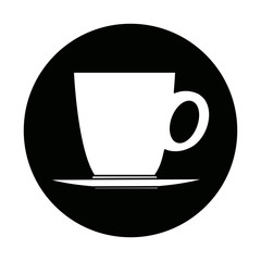 ceramic cup of coffee plate handle beverage vector illustration