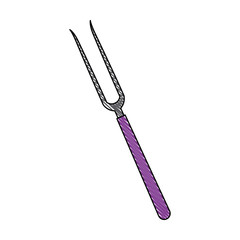 grill fork tool cooking kitchen icon vector illustration
