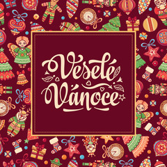 Vesele Vanoce Lettering composition Czech language