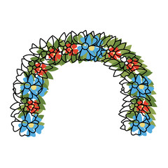 flower wreath floral leaves style decorative element vector illustration,