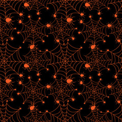 Abstract seamless pattern for girls or boys. Creative vector background with net, spider, halloween. Funny wallpaper for textile and fabric. Fashion style. Colorful bright picture for children.