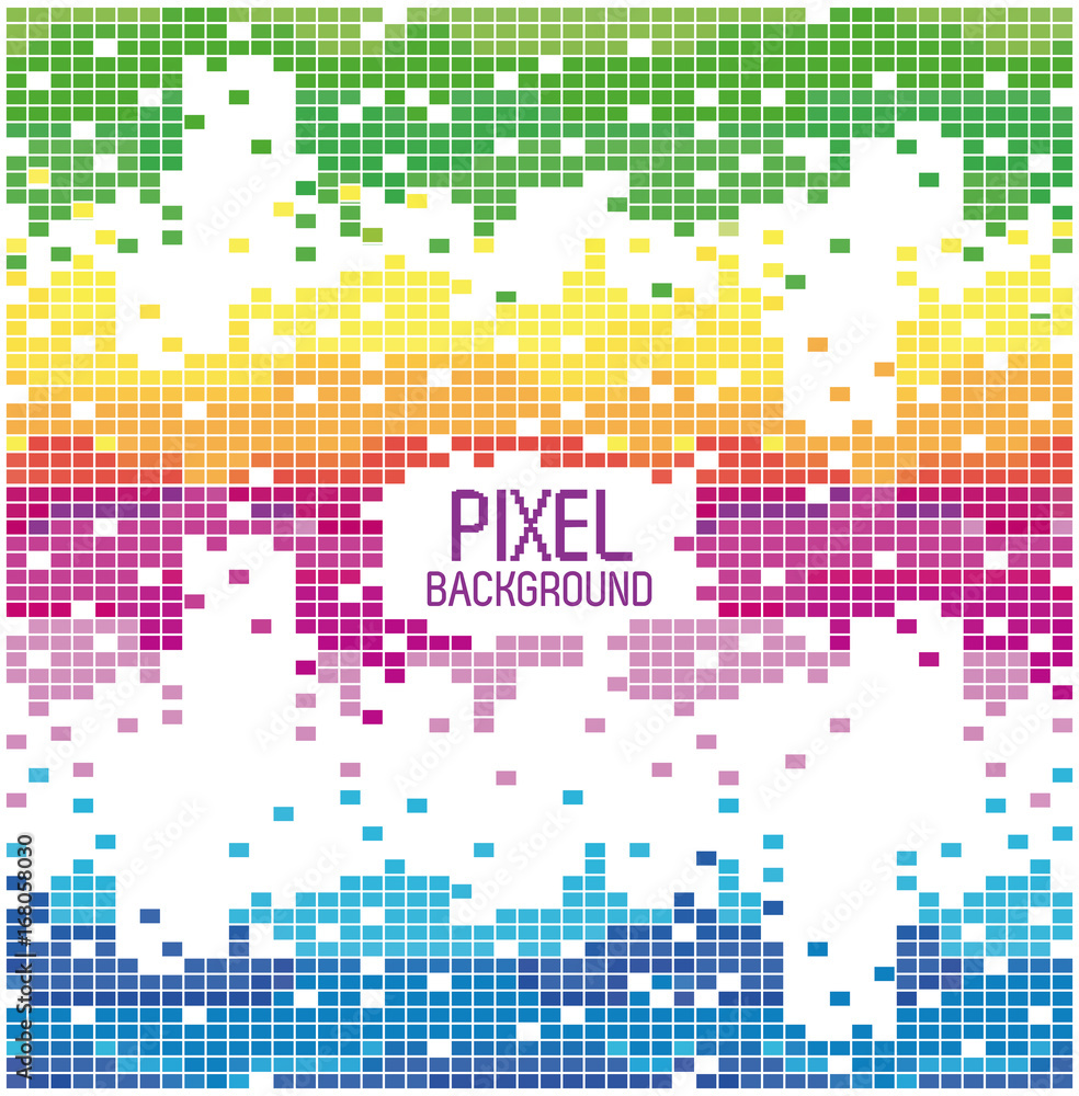 Fototapete pixel background text with design blue yellow red and green pixel background vector illustration