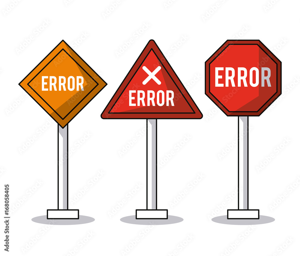 Poster white background with different poster signal of error vector illustration