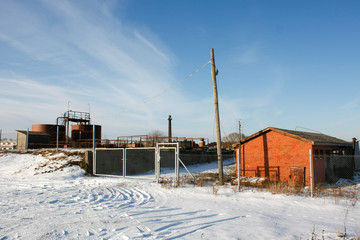 Countryside industrial view in winter.