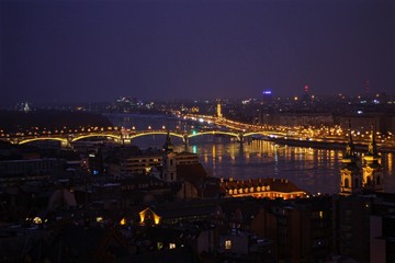 Fototapeta na wymiar Margaret bridge at night in Budapest