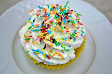 Crazy white cupcake on a White Plate
