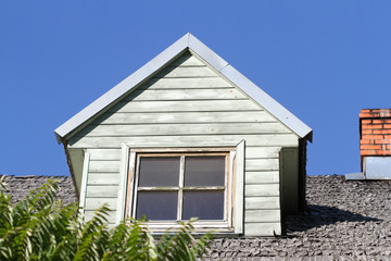 Classic wood house window.