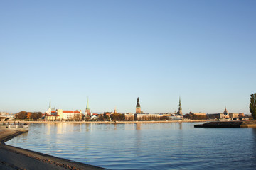 Fototapeta na wymiar Latvia capital city Riga landscape view.