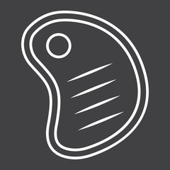 T-bone beef steak line icon, food and drink, barbecue sign vector graphics, a linear pattern on a black background, eps 10.