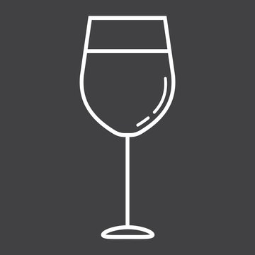 Wine glass line icon, food and drink, alcohol sign vector graphics, a linear pattern on a black background, eps 10.