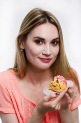 beautiful girl with cake