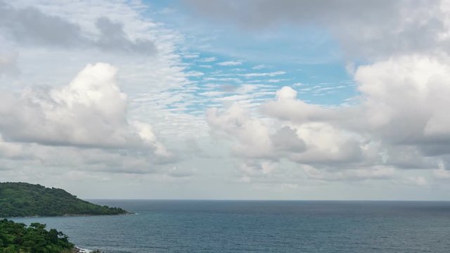 4K-time lapse of blue sky and clouds over andaman tropical sea in summer season
