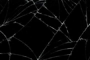 Top view cracked broken mobile screen glass texture background.