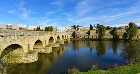 Puente Romano bridge in Merida, Spain - obrazy, fototapety, plakaty