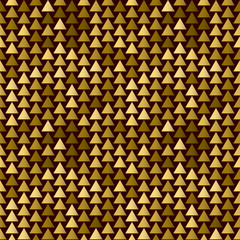 Seamless pattern with golden triangles. Vector template for packing, fabric, covers.