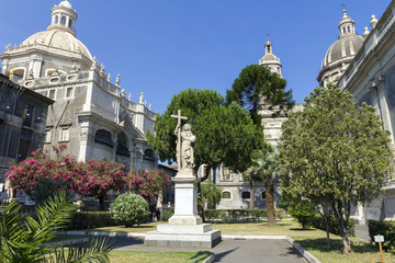 Garden of the Catania Cathedral in Sicily, Italy