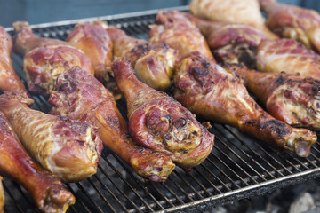 Turkey legs cooking at the Indiana State Fair