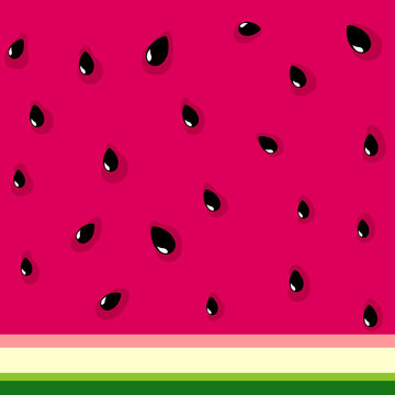 Seamless pattern of watermelon with black seeds. Vector background