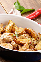 Ceramic dish with Fried potatoes