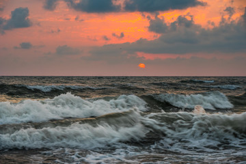 Sunset. Beautiful sunset Black sea. Gold sea sunset. Sunset sea waves. Summer sunset