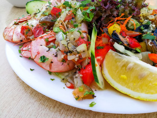 Fresh seafood salad with smoked salmon