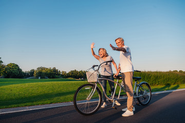 senior couple with bicycle