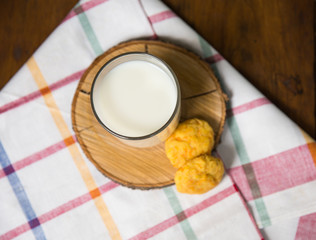 Carrot cookies and milk jug in a rustic style