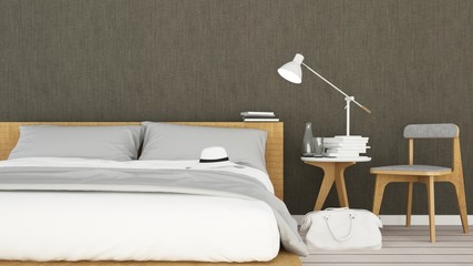 Bedroom minimal interior space in hotel and decoration - 3D Rendering