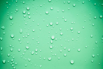 Fototapeta na wymiar Water drops on green background