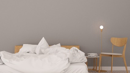 Fototapeta na wymiar Bedroom minimal interior space in hotel and decoration - 3D Rendering